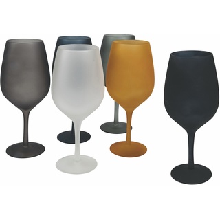 Weinglas VILLA D'ESTE "Cala Dorada Neues" Trinkgefäße orange (grau, schwarz, orange) Weißweinglas Weingläser und Dekanter Gläser-Set matt 550 ml, 6-teilig