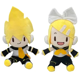 Zhongkaihua Kagamine Rin Anime-Figurenkissen, Kagamine Len, niedliches Cartoon-Stofffigur, superweich, gefüllt, Sofa, Auto, Dekoration, Kissen, 28 cm, 2 Stück