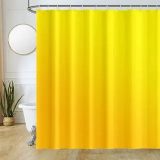 Famanu Duschvorhang Farbverlauf Gelb - Wasserfest, Schimmelresistent, 180x200 cm