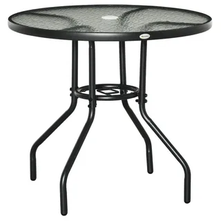 Outsunny Gartentisch Ø 80 x 72 cm schwarz