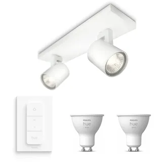 Philips Hue Runner Aufbaustrahler (Weiß) - Warmweißes Licht - inkl. Hue Dimmschalter - Deckenstrahler 2 Flammig - GU10 - Hue White
