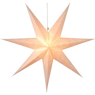 EGLO Weihnachtsstern für Innen, Deko-Stern beleuchtet aus Papier zum Aufhängen, Fenster-Leuchtstern in Weiß, 3D Adventsstern mit Kabel, E14