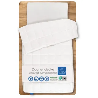 Böhmerwald Komfort Dauneneinziehdecke, allergikergeeignet, 90% Daunen / 10% Federn, Füllgewicht: 380gr., Wärmeklasse: leicht, OEKO-TEX ® STANDARD 100, 155 x 220 cm, Weiß