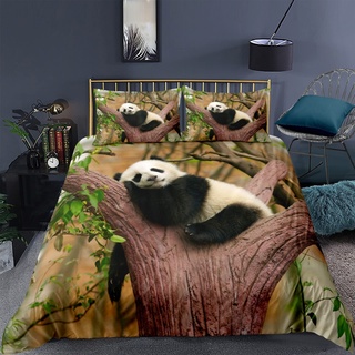 ZAHOCAI Tierischer Panda Bettwäsche Set 135 X 200 cm Mikrofaser Weich Mädchen Junge Bettbezug Bettwäsche-Set -1 Bettbezug Mit Reißverschluss +2 Kissenbezug 80X80 cm- 3D Drucken Bettbezug-Set