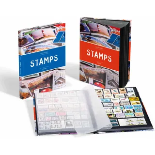 Leuchtturm 361242 Briefmarken-Sammel-Album, Einsteckbuch Stamps DIN A4, 32 Seiten, unwattierter Einband - rote Banderole