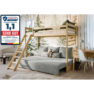 Kids Collective Etagenbett 90 x 200 cm Kiefer massiv natur salbeigrün