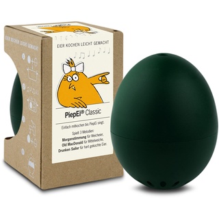 PiepEi Classic Dunkelgrün, singende Eieruhr zum mitkochen, Eierkocher, Timer für Eier, Eieruhr lustig als Geschenk, spielt 3 Melodien, Gadget, 2 Eier, 4 Eier, 6 Eier oder mehr
