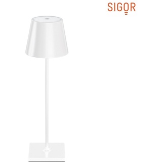 SIGOR LED Akku-Tischleuchte NUINDIE, IP54, 2.2W 2700K / 2200K (Flex-Mood) 180lm, rund, dimmbar, schneeweiß SIG-4501101