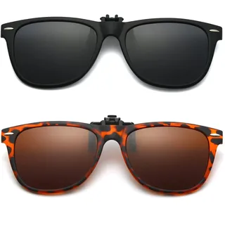 Long Keeper Sonnenbrillen Aufsatz Brille - Polarisierte Sonnenbrillen Clip Sonnenbrille Aufsatz für Brillenträger Herren Damen mit UV Schutz
