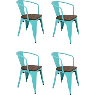 La Silla Española Die spanische Stuhl tólix Pack Stühle mit Rückenlehne, Edelstahl, türkis, 53.50 X 52 X 73 cm, 4 Stück
