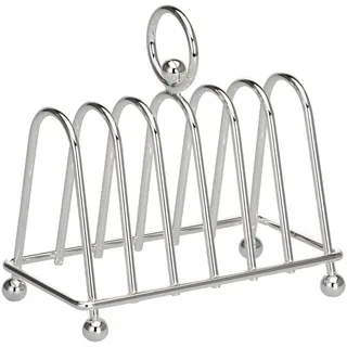 H.Bauer jun. Toastständer für 6 Toastscheiben mit Tragegriff - versilbertes Toastgestell 13,5x7x12 cm, poliert & anlaufgeschützt, edler Toast-Rack für Frühstück, Brunch, Buffet & Hotel