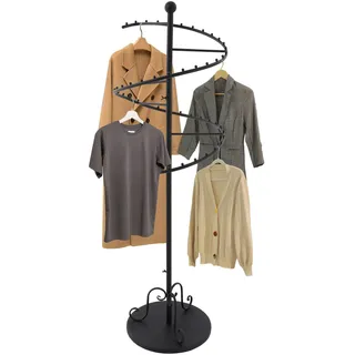 Spiral Kleiderständer Stabil Clothes Rack Kleiderstange Freistehend Gold Modern Spiralregal für Kleidung mit 30 kg Tragfähigkeit Kleideraufbewahrung für Schlafzimmer Flur Bad oder Geschäft (Schwarz)