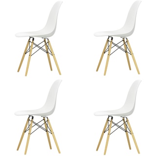 Vitra - Eames Plastic Side Chair DSW, Ahorn gelblich / weiß (Filzgleiter weiß) (4er-Set)