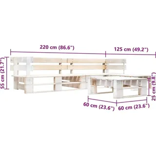vidaXL 4-tlg. Garten-Paletten-Sofagarnitur Holz Weiß