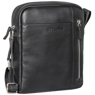 STILORD Schultertasche "Memphis" Kleine Ledertasche Umhängetasche Herren schwarz
