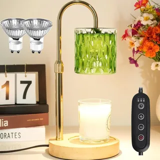 Candle Warmer Lamp, Kerzenwärme Lampe mit Timer und Henverstellbar, Geburtstagsgeschenk für Frauen/Mama, Einweihungsgeschenk für Neue Wohnungen (Grün)