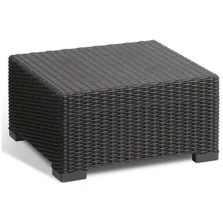 KETER Allibert by Keter California Gartentisch aus Kunststoff, Beistelltisch für Garten, Terrasse & Balkon, runde Rattanoptik, quadratisch, graphit, 68 x 68 x 35 cm