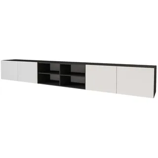 altdecor ELIO Lowboard 300 cm Schwarz/Weiß Holzwerkstoff