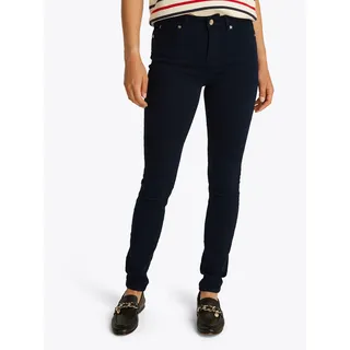 Skinny-fit-Jeans TOMMY HILFIGER "COMO Skinny Regular Waist", Damen, Gr. 29, Länge 32, blau (schwarz night navy), Denim/Jeans, Obermaterial: 92% Baumwolle, 6% Elastomultiester, 2% Elasthan, unifarben, casual, skinny fit knöchellang, Jeans, mit Logo-Badge, in Knöchellänge
