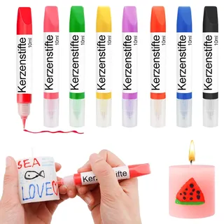 Scentoria 8 Stück Wachsstifte für Kerzen Bemalen, 8x10 ml Kerzenstifte zum Verzieren, Keramik Bemalen Set, Candle Pen