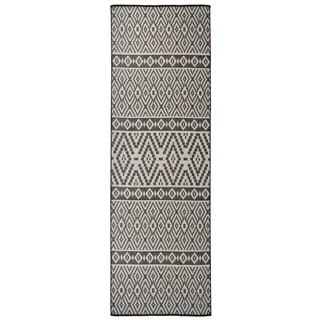vidaXL Outdoor-Teppich Flachgewebe 80x250 cm Schwarz Gestreift
