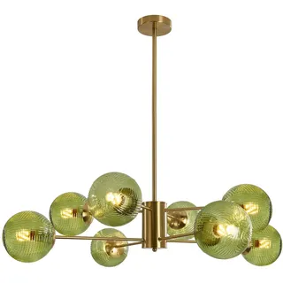 KCO Lighting Mid Century Modern 8 Light Kronleuchter Gold Sputnik Deckenleuchte Leuchte Vintage Grün Deckenleuchte Gebürstetes Messing Kronleuchter Glaskugel Kronleuchter
