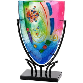 Gilde Tischvase "Vase oval Cool, bunt Mehrfarbig, B:22cm H:34,5cm T:9,5cm, Glas, Vasen