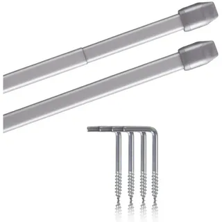 bc-agentur Scheibenstange 1-läufig Ø 10 mm 80 - 120 cm Silber/Weiß