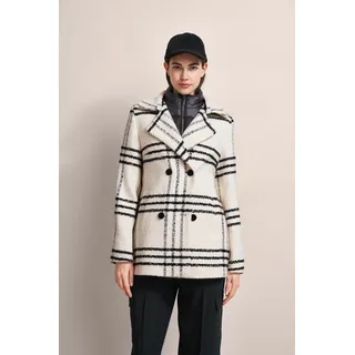Bugatti Kurzmantel BUGATTI, Damen, Gr. 40, beige (ecru), 42% Polyacryl, 36% Wolle, 22% Polyester, gestreift, casual, regular fit, Langarm normaler Saum, Mäntel, mit hohem Tragekomfort