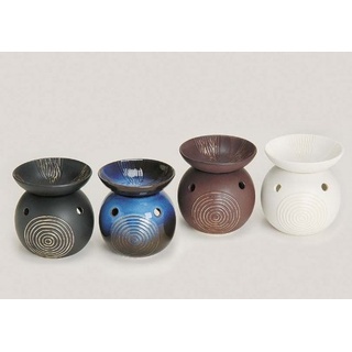 Duftlampe Keramik Kugel mit Kreisdekor Höhe ca. 12 cm Durchmesser ca. 10 cm Farbe wählbar (weiß matt)
