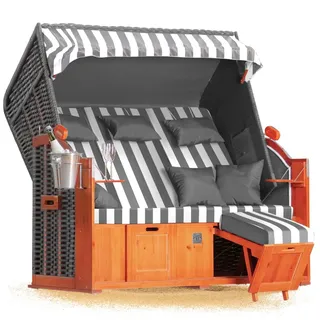 Strandkorb Hanse Ostsee 2,5 Sitzer Klassik XXL 160cm breit - Volllieger bereits montiert inkl. Strandkorbrollen ideal für Zuhause, Balkon und Terrasse