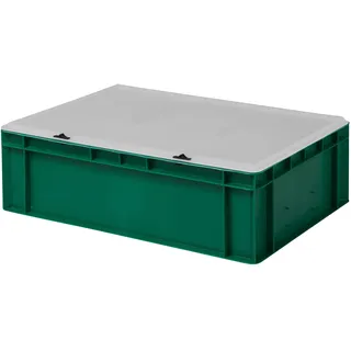 1a-TopStore Design Eurobox Stapelbox Lagerbehälter Kunststoffbox in 5 Farben und 16 Größen mit transparentem Deckel (matt) (grün, 60x40x18 cm)
