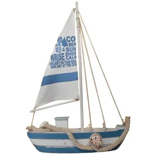 Deko-Impression Dekoobjekt Segelschiff mit Takelage. Maritimes Deko-Objekt Holz blau-weiß (1 St)