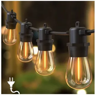 Quntis Lichterkette outdoor strom 16/31m led lichterkette für außen erweiterbare, lichtkette terasse Balkonlampen Gartenlampen biergarten lichterketten