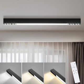 ZMH Deckenlampe LED Deckenleuchte Schwarz 32W Deckenstrahler 107CM Lang Modern Dimmbar mit Fernbedienung Deckenbeleuchtung für Wohnzimmer Küche B...