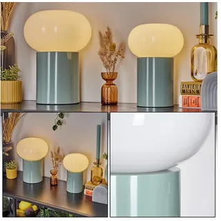 hofstein Tischleuchte 2er Set Tischlampen aus Metall/Glas in Türkis/Weiß, Schalter am Kabel, ohne Leuchtmittel, Leuchten im Retro/Vintage-Design mit Glasschirmen (15, 20 cm), E27 weiß