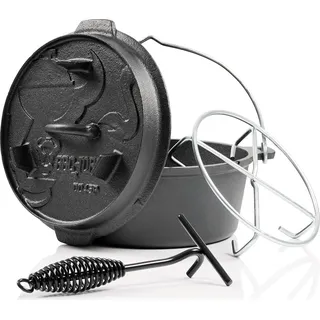 BBQ-Toro Dutch Oven DO45PX, 4,2 L Premium Gusseisen Kochtopf, Gusstopf - Schwarz