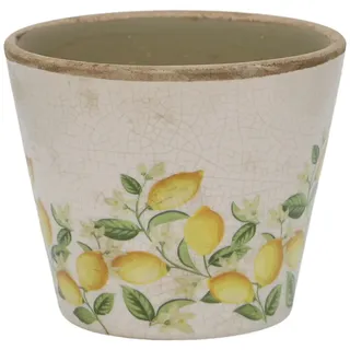 Chic Antique Übertopf Limone Blossom – Vintage Keramik mit Zitronenmotiv, 9,5 cm, Ø 11 cm