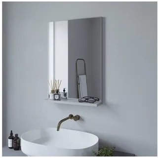 AQUALAVOS Spiegel Wandspiegel Badspiegel mit Ablage 50x70 80x60 100x60 cm Dekospiegel, Geeignet für Flur, Schlafzimmer, Wohnzimmer usw (Ohne Beleuchtung) 50 cm x 70 cm x 11.2 cm