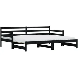vidaXL Tagesbett Ausziehbar Schwarz 90x200 cm Massivholz Kiefer1882238