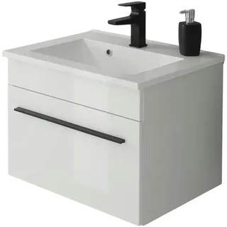 furn.design Waschbeckenunterschrank 60 x 44 cm Weiß Hochglanz