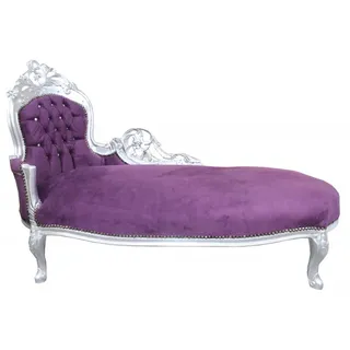 Casa Padrino Barock Chaiselongue King Lila/Silber mit Bling Bling Glitzersteinen Interior
