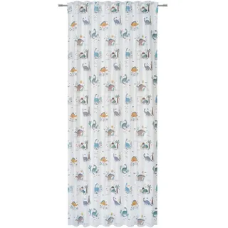 Ben'n'jen Kindervorhang Dino, Mehrfarbig, Textil, Tier, 140x245 cm, Oeko-Tex® Standard 100, für Stange und Schiene geeignet, Satinoptik, mit Kombiband, Wohntextilien, Gardinen & Vorhänge, Vorhänge Kinderzimmer
