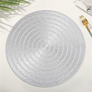 Runde Platzsets 6er Set abwaschbar PVC Tischsets Rund Platzdeckchen, Hitzebeständig und rutschfest, Moderne Esstischdekoration, für Küche, Party, Hochzeit (Silber)