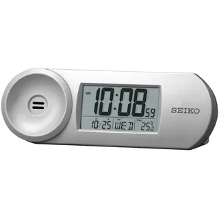 Seiko Quarzwecker Wecker, Digitalwecker, Reisewecker, Schlafzimmer,Beleuchtung,Piepalarm silberfarben