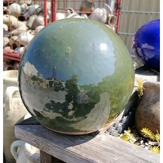 Generisch NEU !! Kugel ø ca. 20 cm aus frostfesten Steinzeug Keramik- dunkelgrün glänzend glasiert Deko Garten