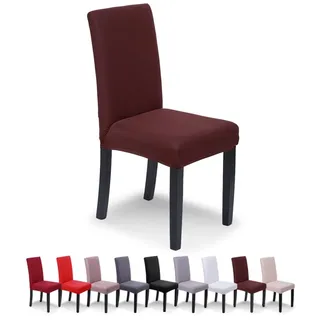 SaintderG® Stuhlhussen 4 Stück Elastische Moderne Beschützer Stuhlhussen, Hochzeit Partys Bankett Deko, bi-Elastic Spannbezug, sehr pflegeleicht und langlebig Universal (Braun, 4 Stück)
