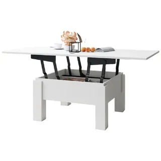 designimpex Couchtisch Design Oslo Tisch höhenverstellbar aufklappbar Esstisch weiß