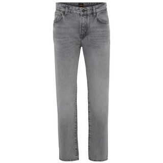 BOSS ORANGE Gerade Jeans mit Leder-Badge grau 38