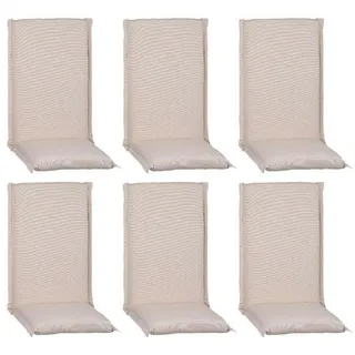 beo Hochlehnerauflage Gartenstuhlauflage Hochlehner mit Reißverschluss, Sitzkissen, (Spar-Set, 6 Auflagen), Stuhlkissen, Sitzauflage, atmungsaktiv, pflegeleicht, strapazierfähig beige